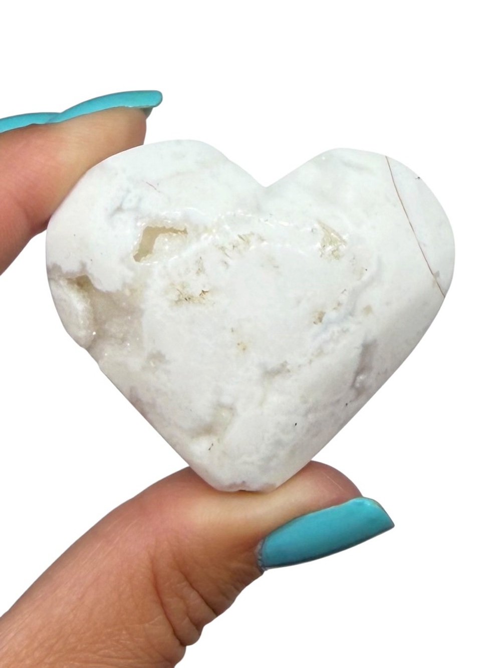 Snow Agate Druzy Heart Carving Stone Crystal Decor Gift Carved Puffy